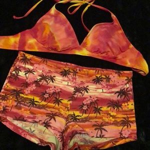 Tropical color two piece swimsuit